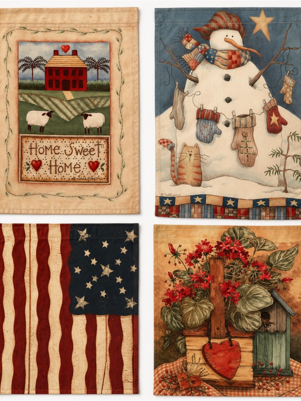 4 Home Holiday Decorative Garden Flag Set